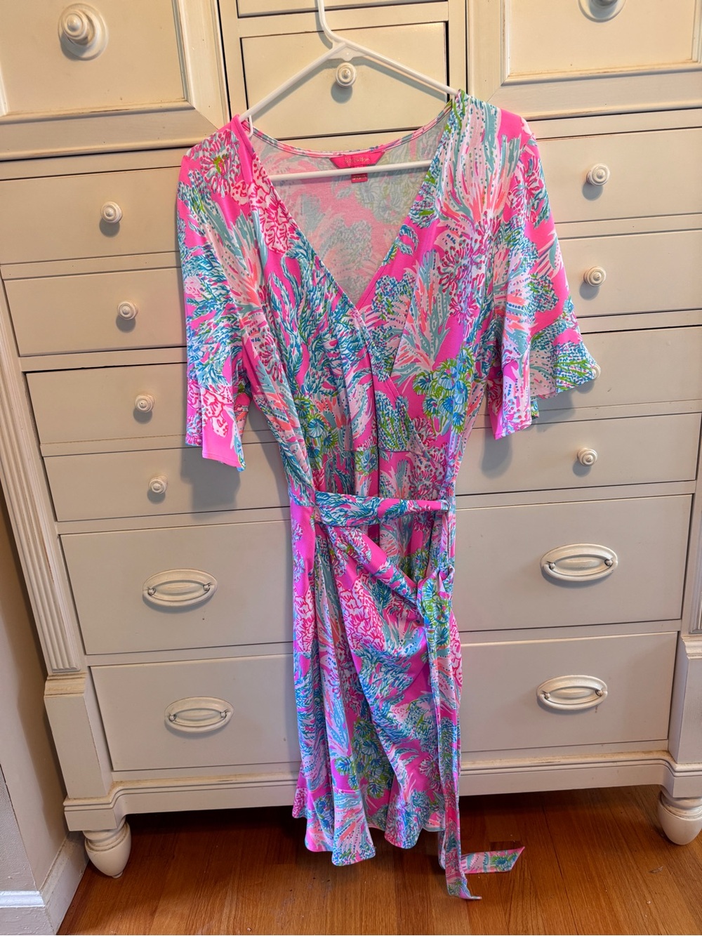 Lilly Pulitzer Floral Pink Wrap One-Piece Dress